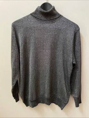 Vintage MARELLA Cotton Blend Metallic Silver Turtleneck